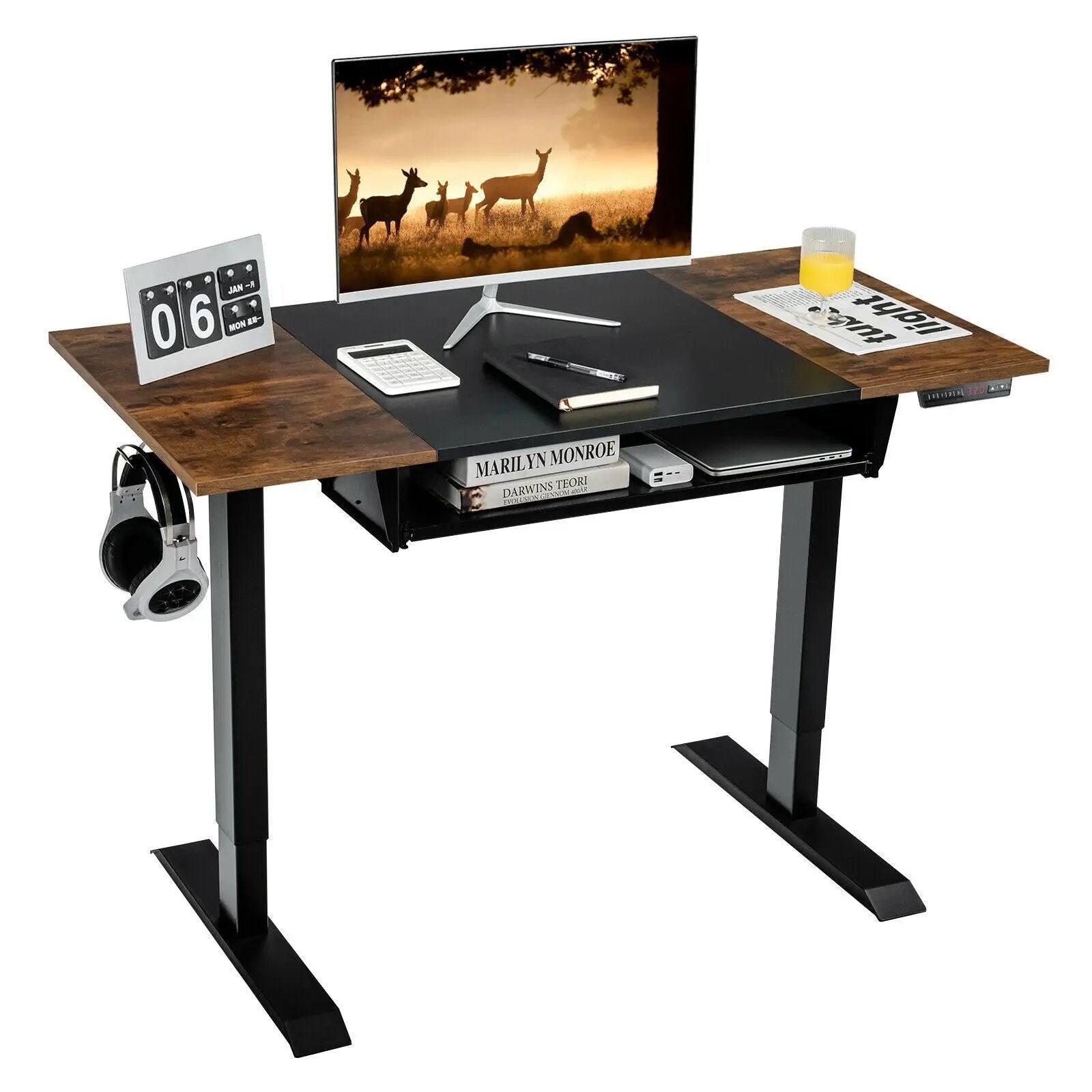 48 Inch Electric Sit to Stand Desk with Keyboard Tray by DirectDeals
