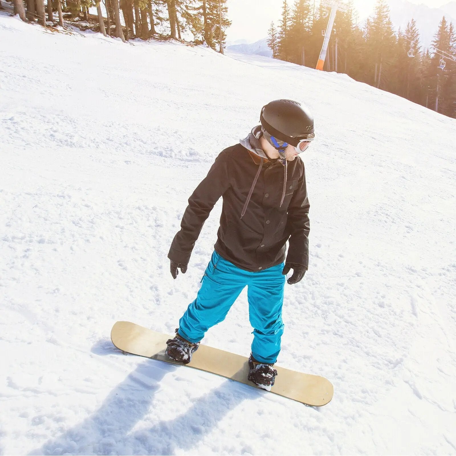 Winter Sports Snowboarding Sledding Skiing Board with Adjustable Foot Straps by DirectDeals