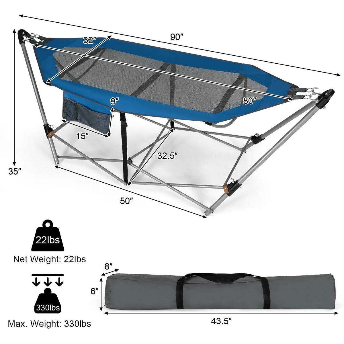 Portable Folding Hammock with Hammock Stand by DirectDeals