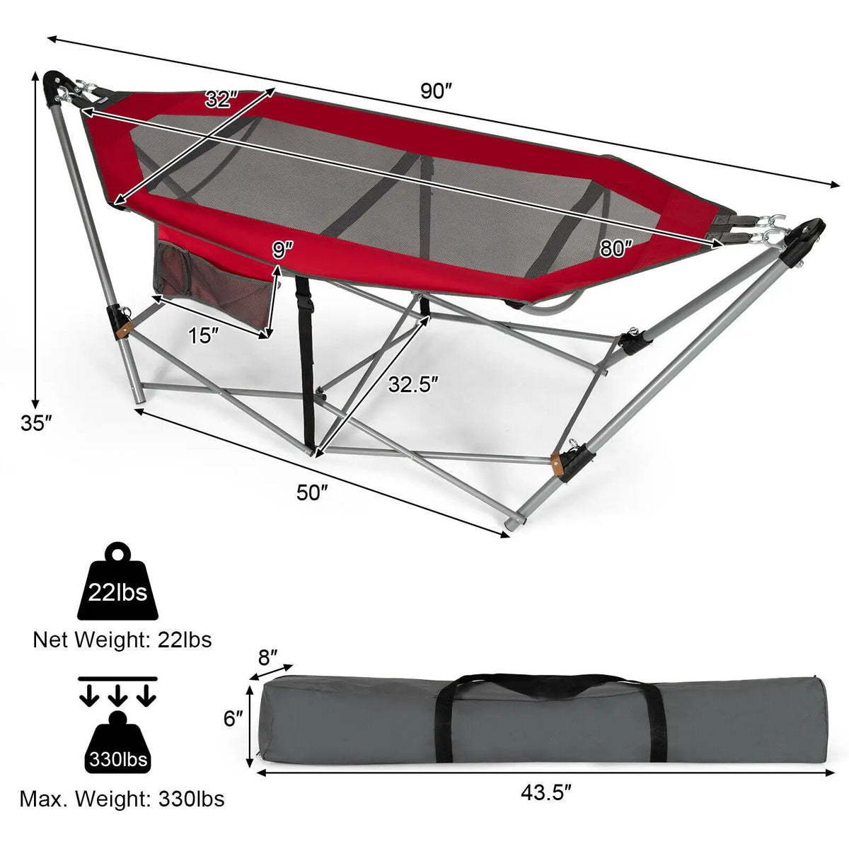 Portable Folding Hammock with Hammock Stand by DirectDeals