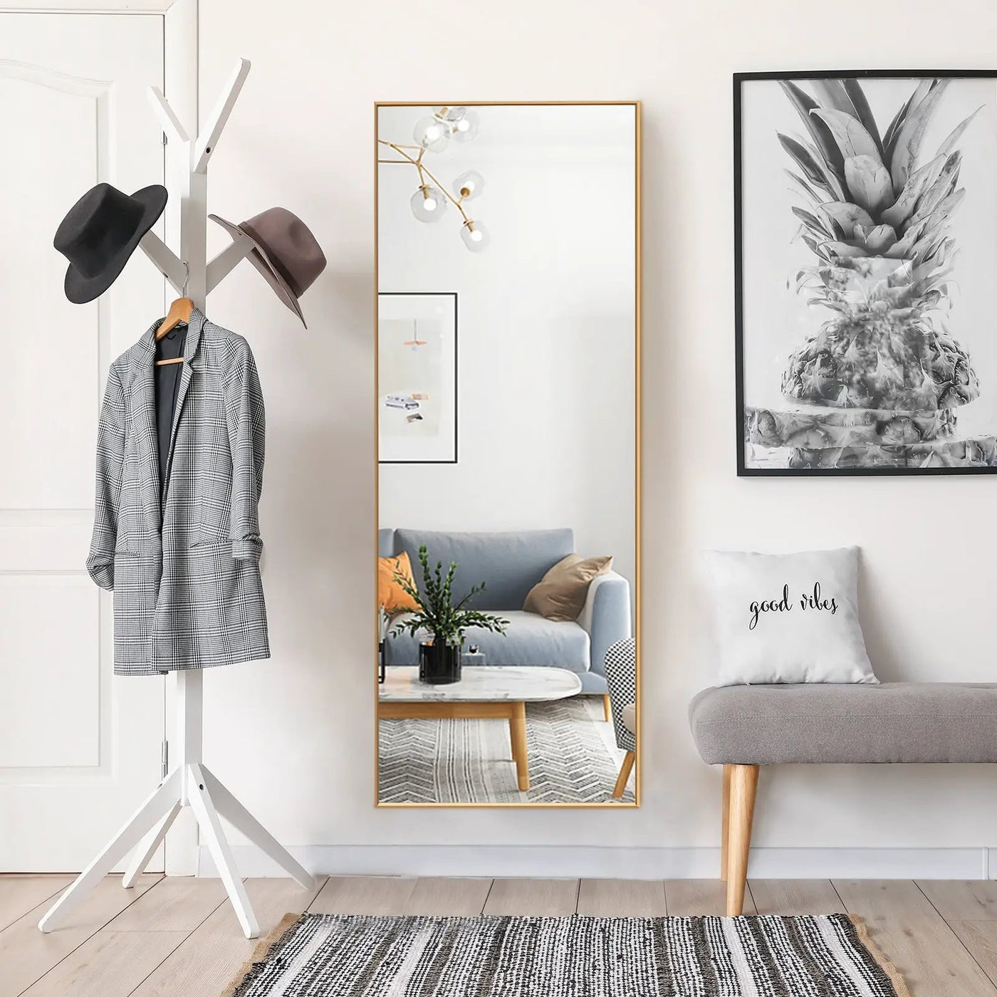 59 Inch Full Length Mirror Large Rectangle Bedroom Mirror by DirectDeals
