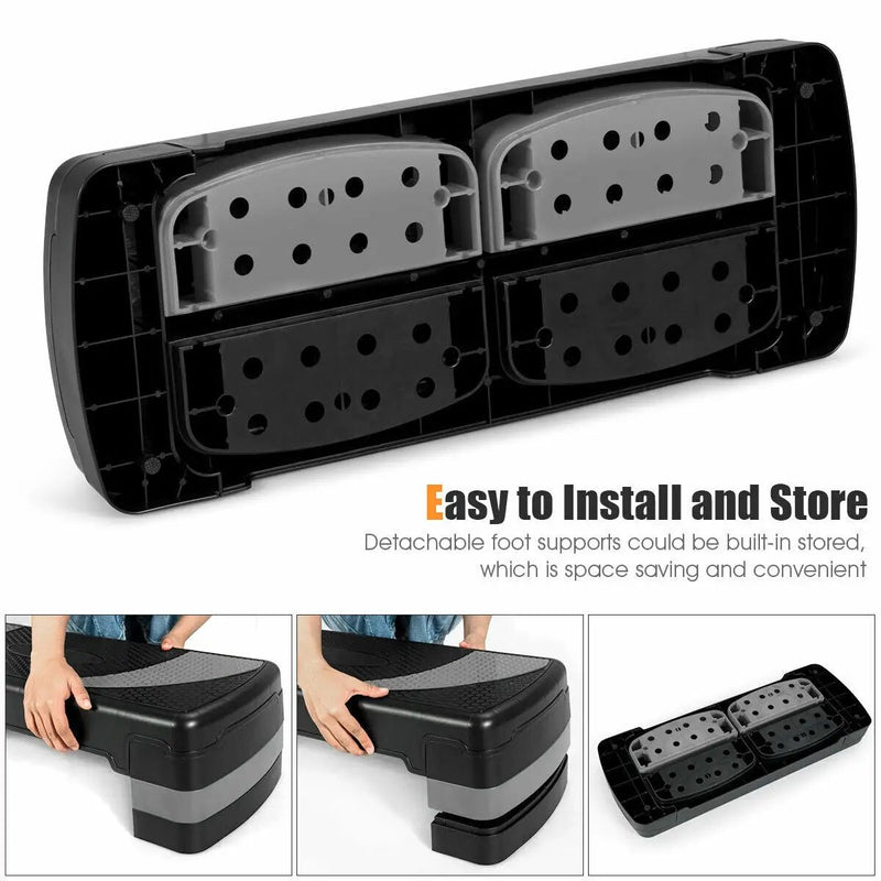 31 Inch Adjustable Exercise Aerobic Stepper with Non-Slip Pads-Gray by DirectDeals