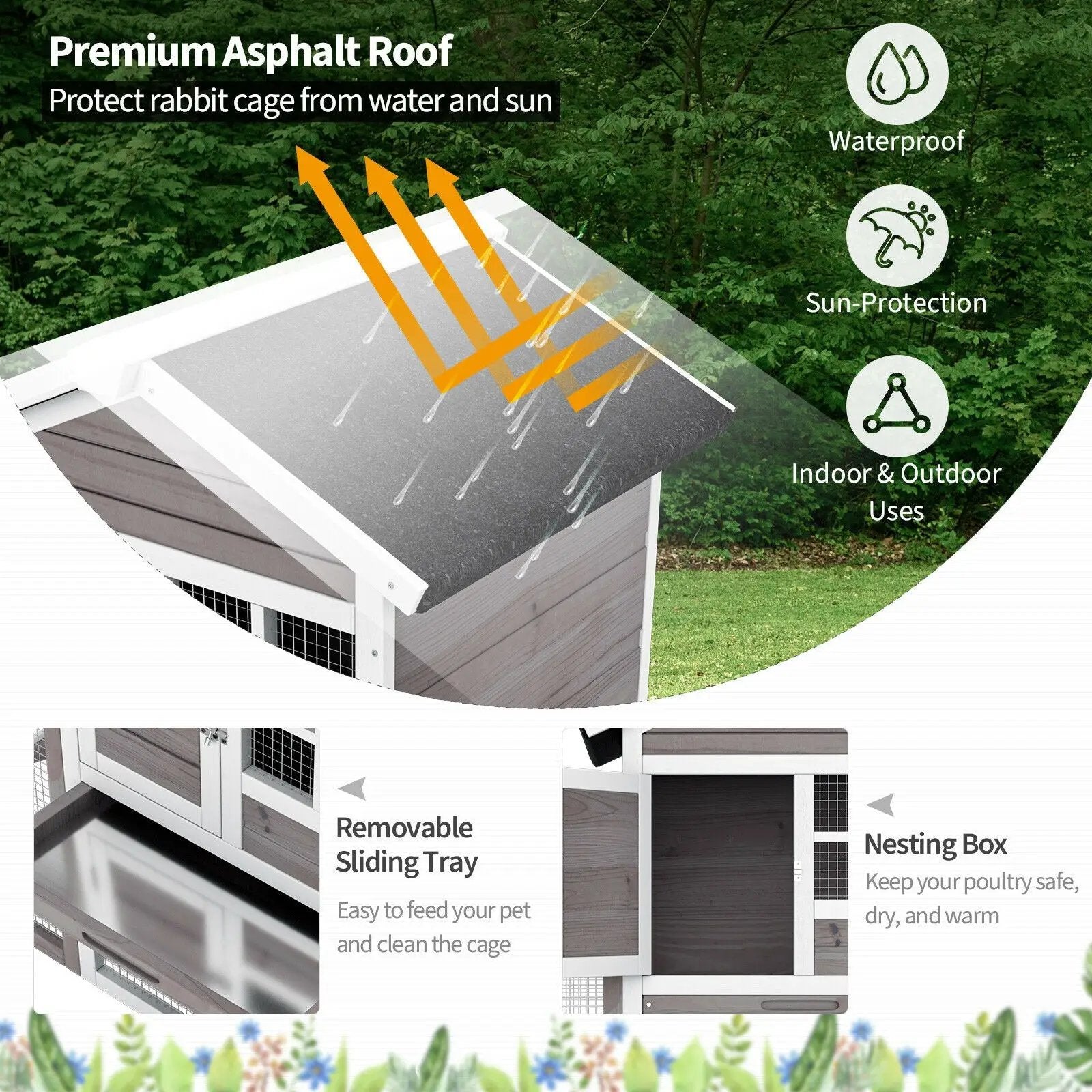 2-Story Wooden Rabbit Hutch with Running Area by DirectDeals