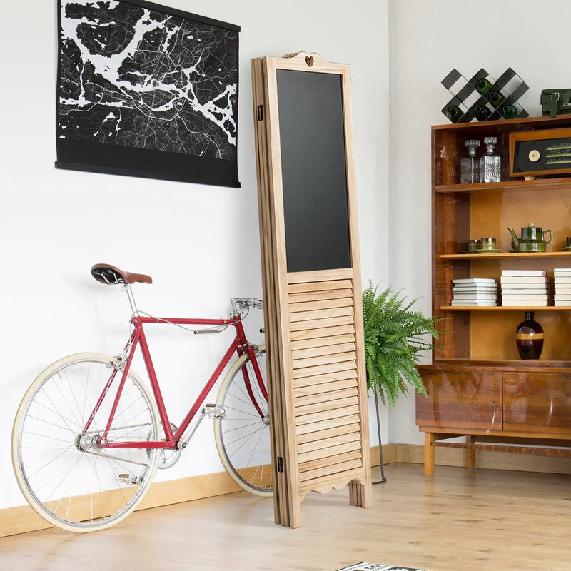 4-Panel Folding Privacy Room Divider Screen with Chalkboard by DirectDeals