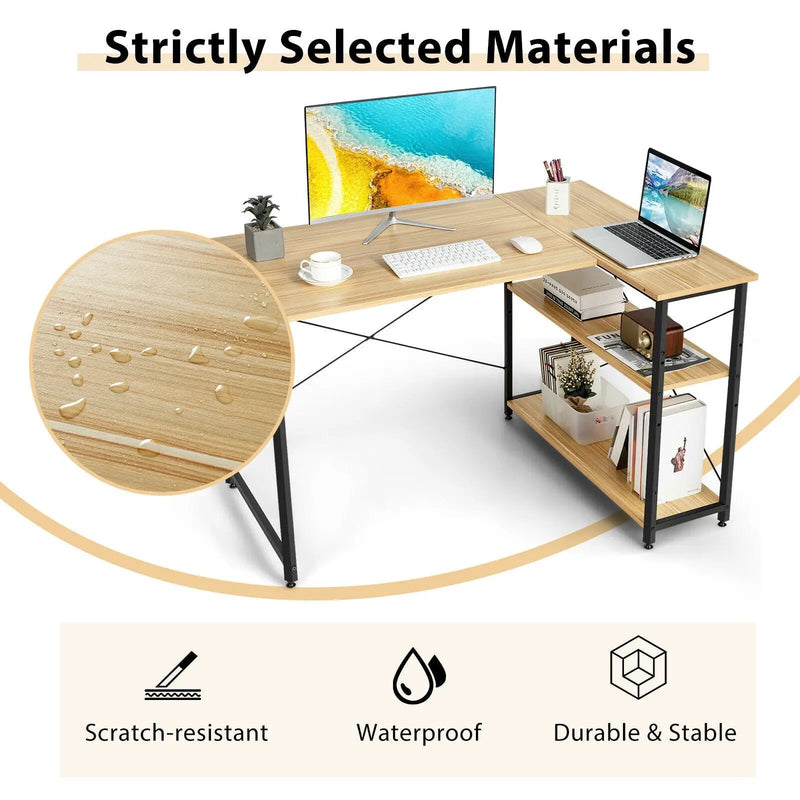 48 Inch Reversible L Shaped Computer Desk with Adjustable Shelf by DirectDeals