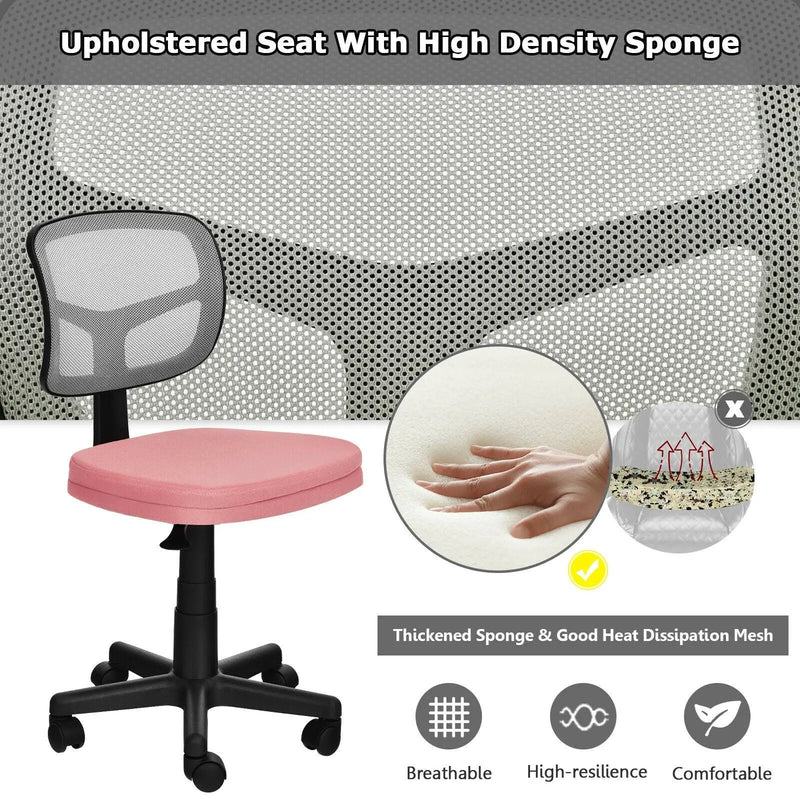 Armless Computer Chair with Height Adjustment and Breathable Mesh for Home Office by DirectDeals