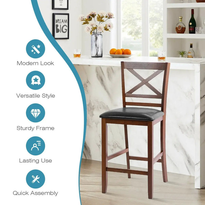 Counter Height Bar Stools 25 Inch - Set of 2 with PU Leather by DirectDeals