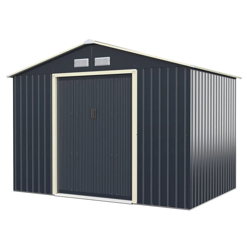 9 x 6 Feet Metal Storage Shed for Garden and Tools-Gray by DirectDeals