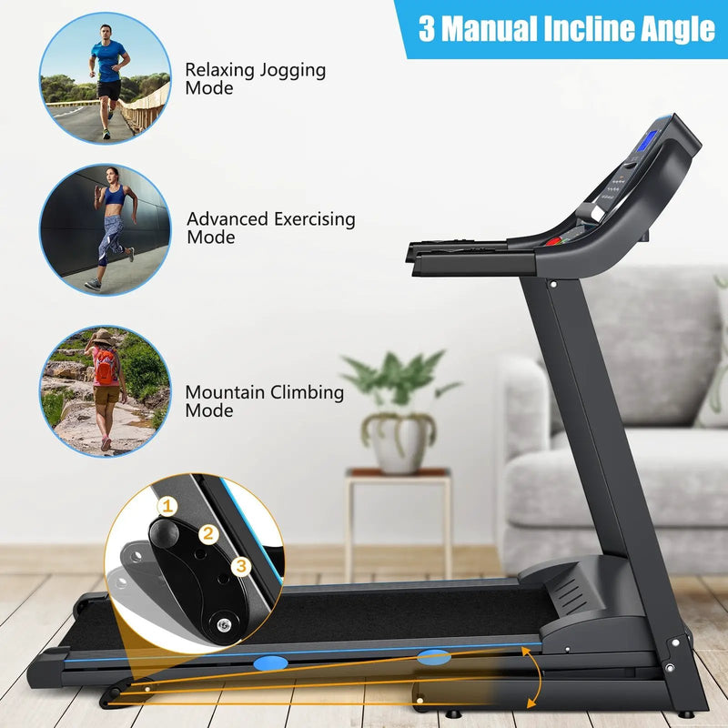 2.25 HP Folding Electric Motorized Power Treadmill with Blue Backlit LCD Display by DirectDeals