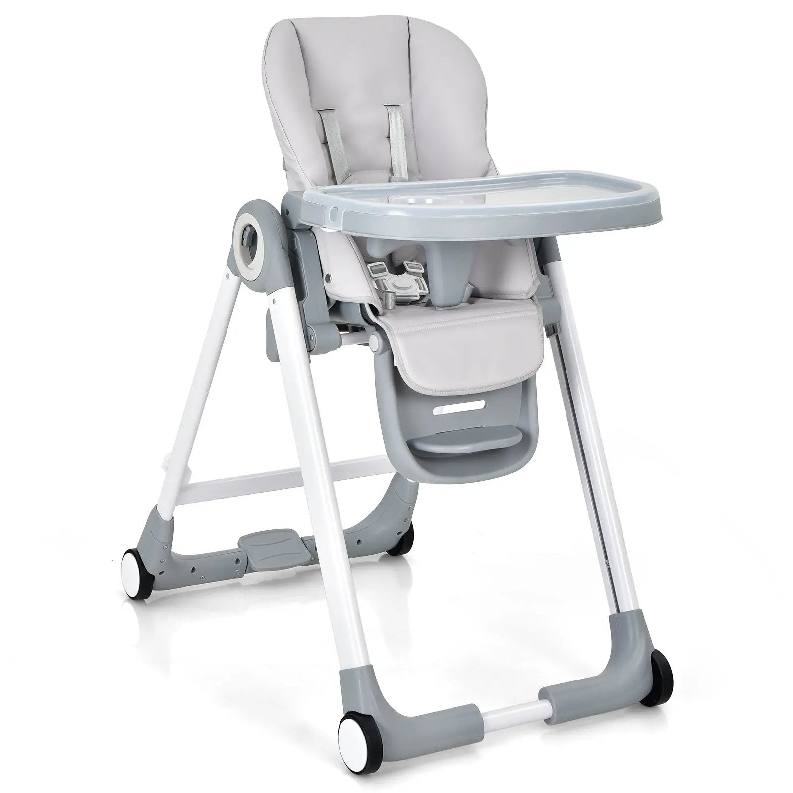 Baby Folding Convertible High Chair with Wheels and Adjustable Height by DirectDeals