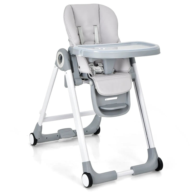 Baby Folding Convertible High Chair with Wheels and Adjustable Height by DirectDeals