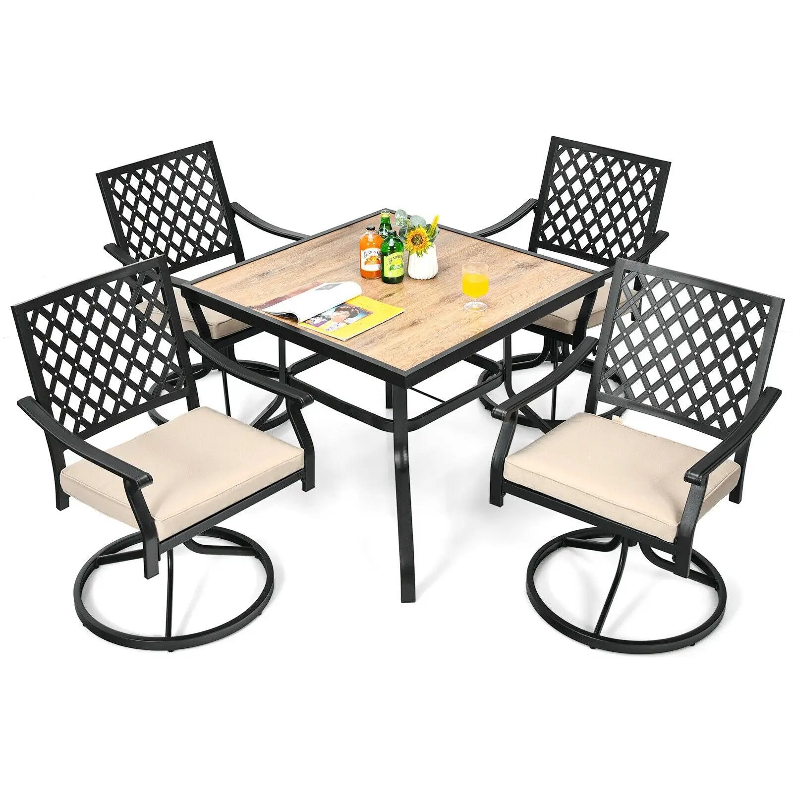 Patio Metal Square Dining Table for Garden and Poolside by DirectDeals