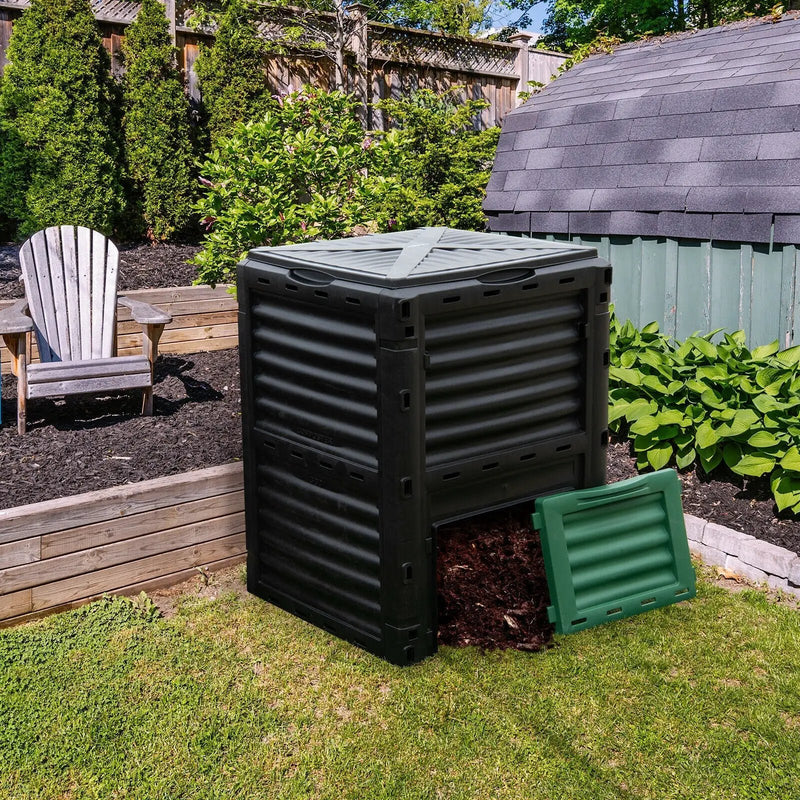 80-Gallon Outdoor Composter with Large Openable Lid and Bottom Exit Door by DirectDeals