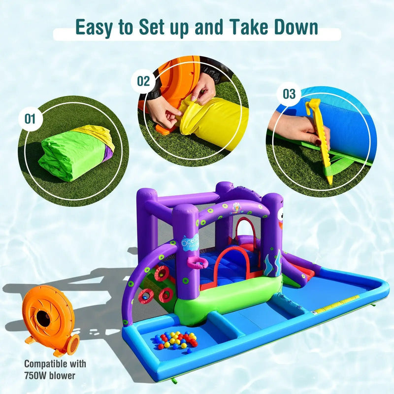 Inflatable Water Slide Park with Splash Pool and 750W Blower by DirectDeals