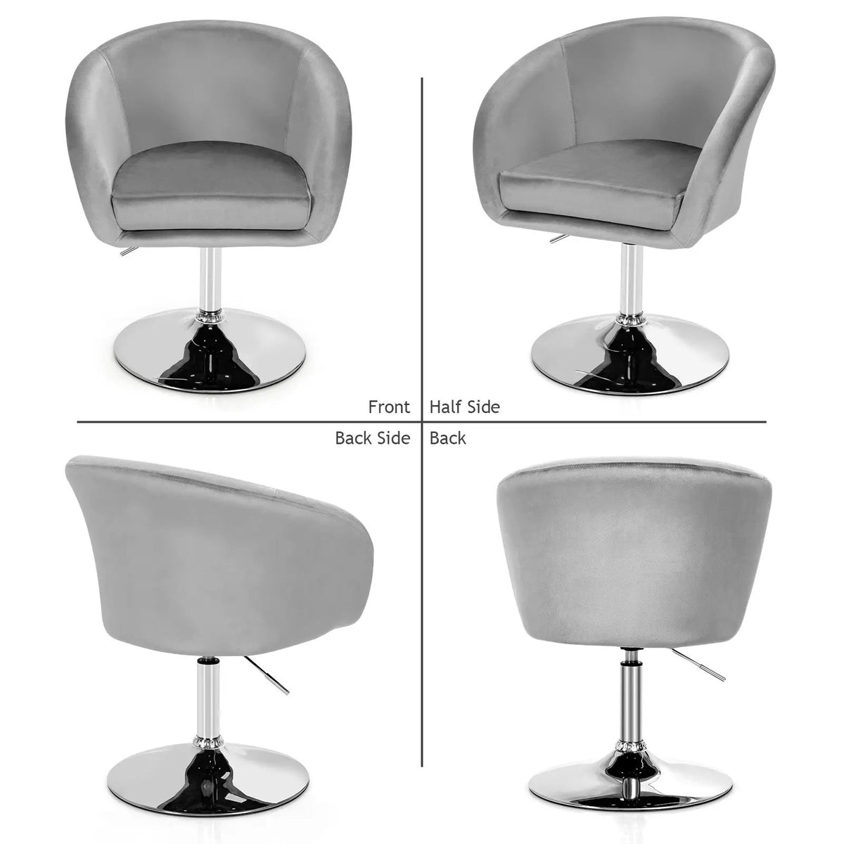 360 Degree Swivel Makeup Stool Accent Chair with Round Back and Metal Base by DirectDeals