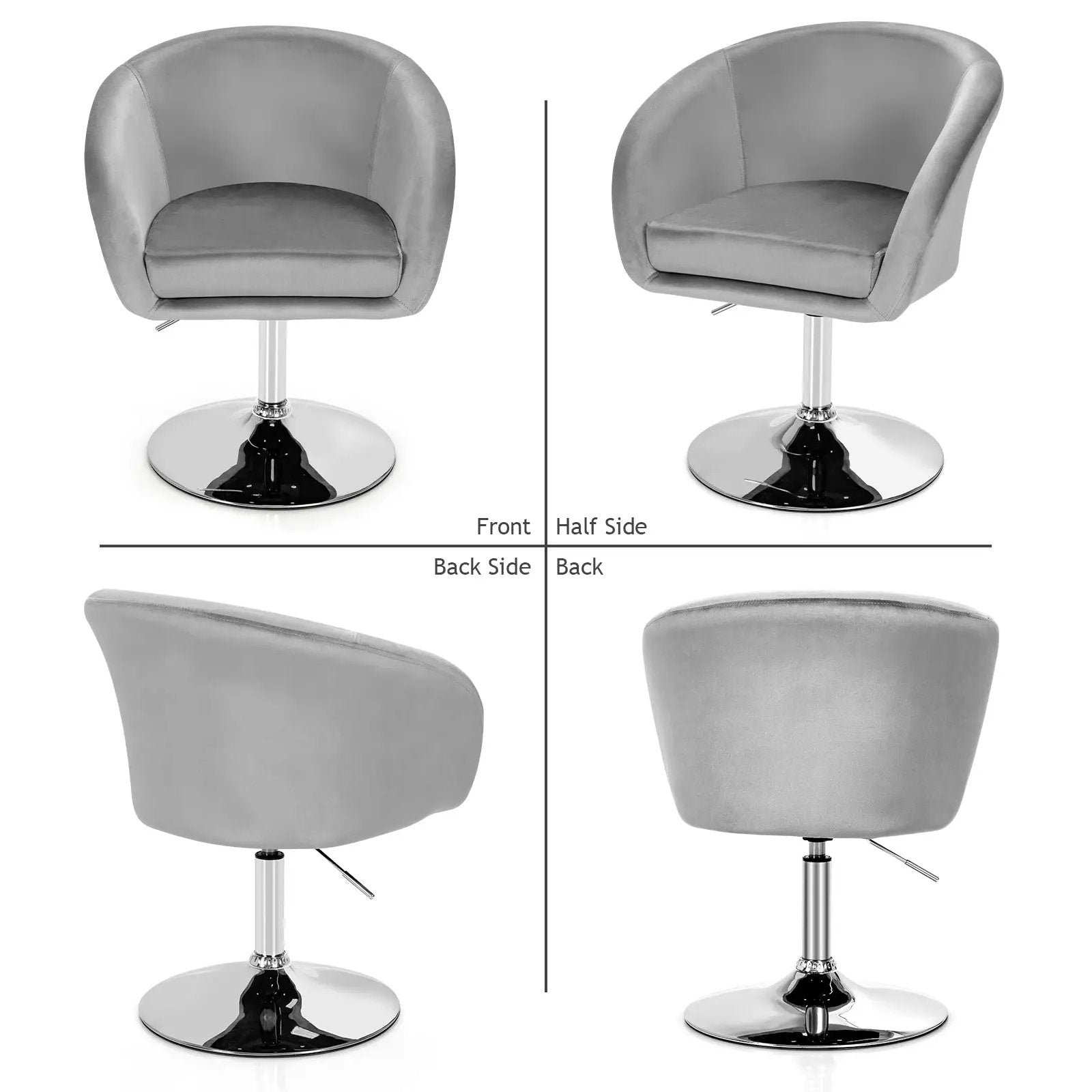 360 Degree Swivel Makeup Stool Accent Chair with Round Back and Metal Base by DirectDeals