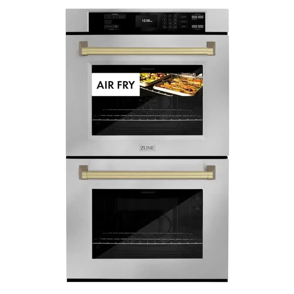 ZLINE 30"Professional True Convection Double Wall Oven, Air Fry, Self Clean, Stainless Steel, Champagne Bronze WADZ-30-CB by Farmhouse Kitchen and Bath