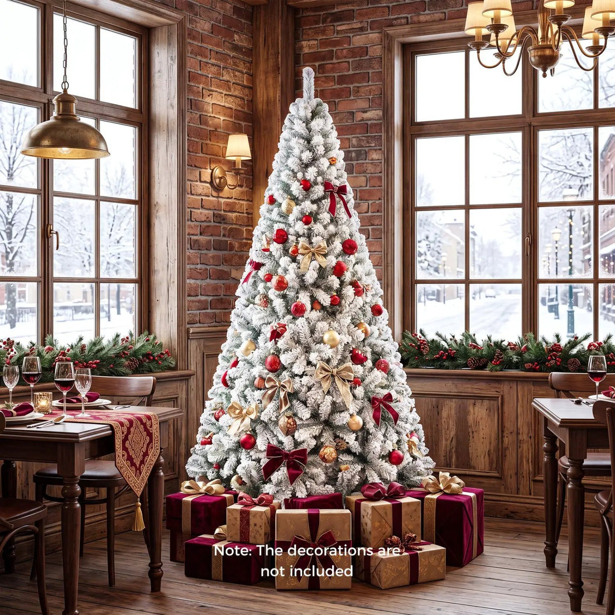 Snow-Flocked Artificial Christmas Tree 9 ft with Metal Stand by DirectDeals