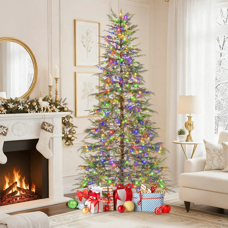 7.5 Feet Artificial Christmas Tree with Branch Tips and Colorful LED Lights by DirectDeals