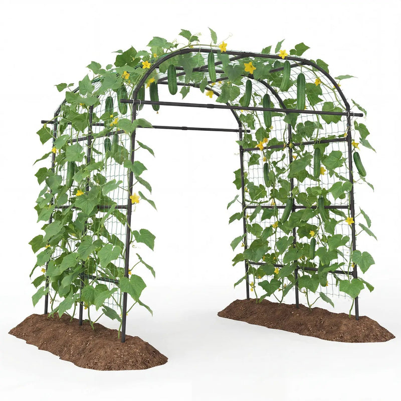 7.5 FT Tall Metal Garden Arch Trellis for Climbing Plants Outdoor by DirectDeals