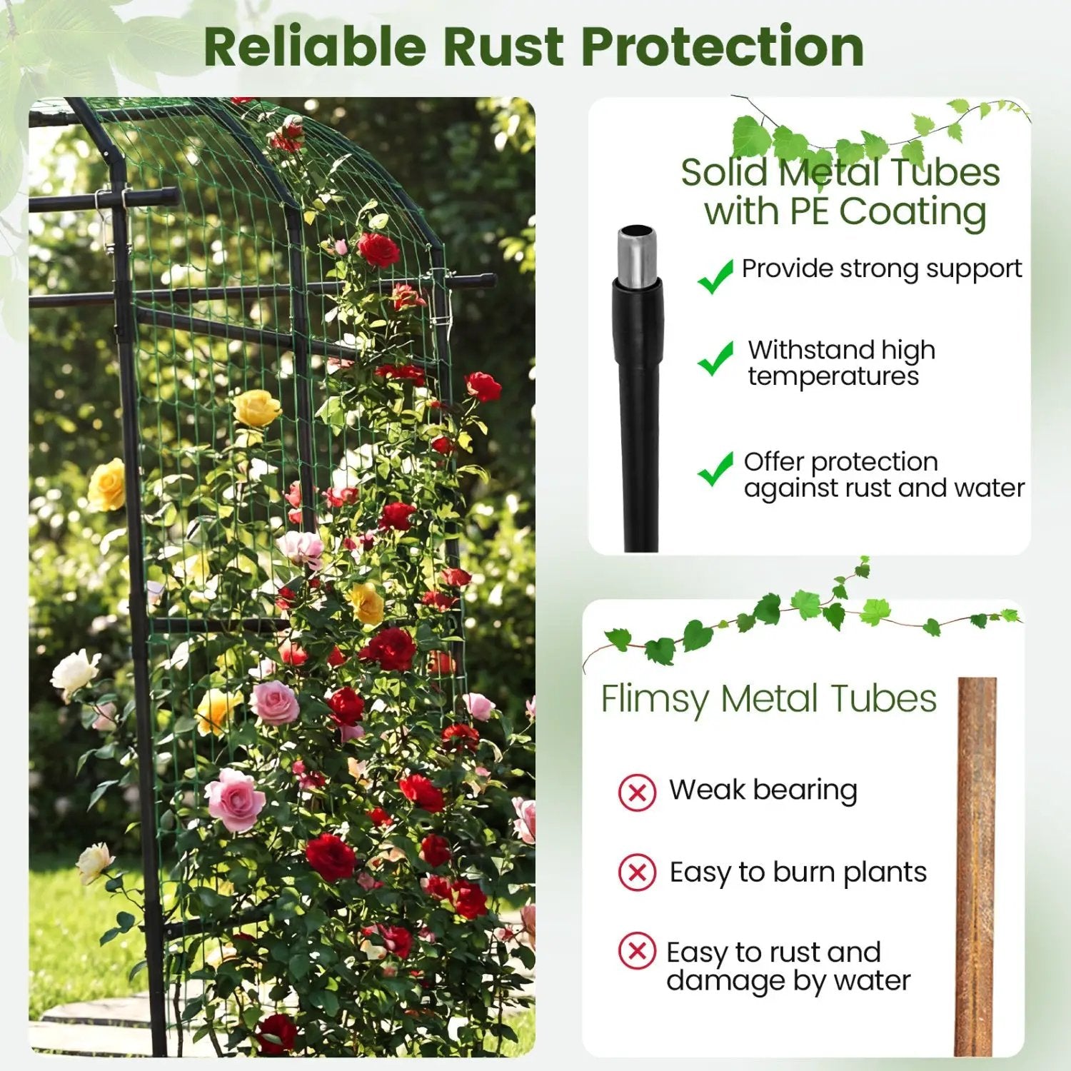 7.5 FT Tall Metal Garden Arch Trellis for Climbing Plants Outdoor by DirectDeals