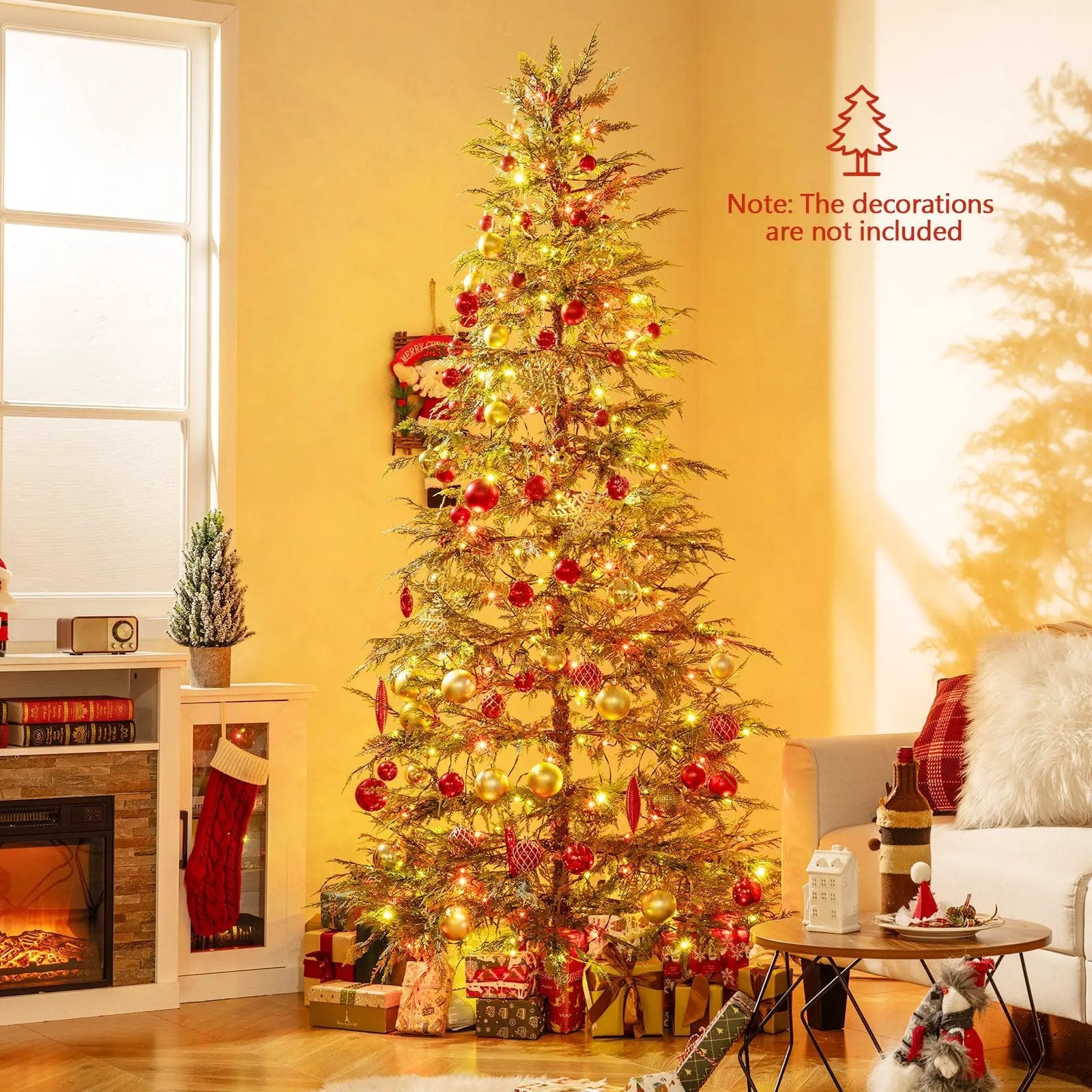 7.5 Feet Artificial Christmas Tree with Branch Tips and Colorful LED Lights by DirectDeals