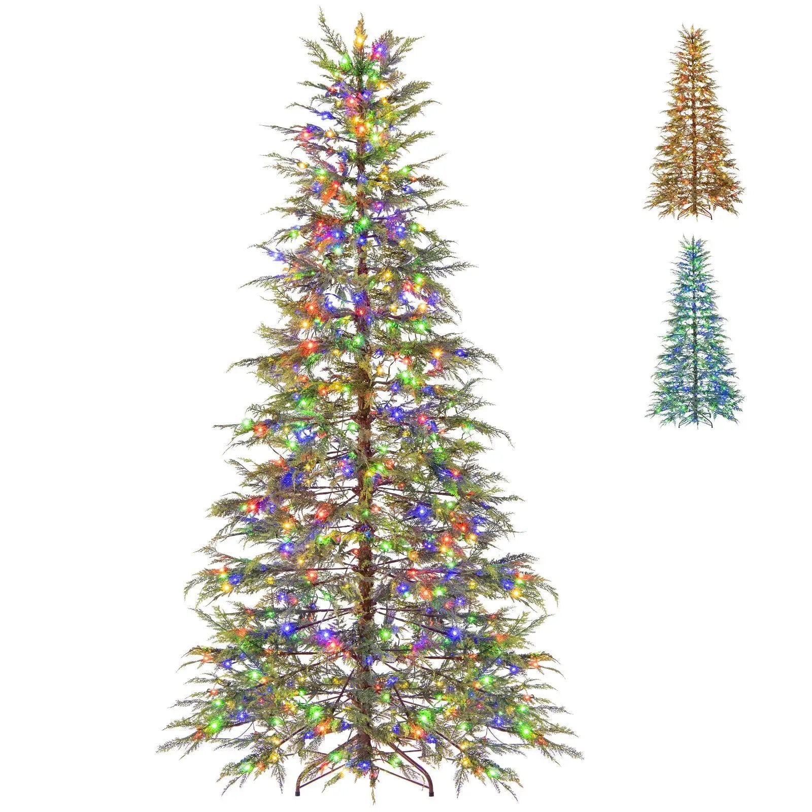 7.5 Feet Artificial Christmas Tree with Branch Tips and Colorful LED Lights by DirectDeals