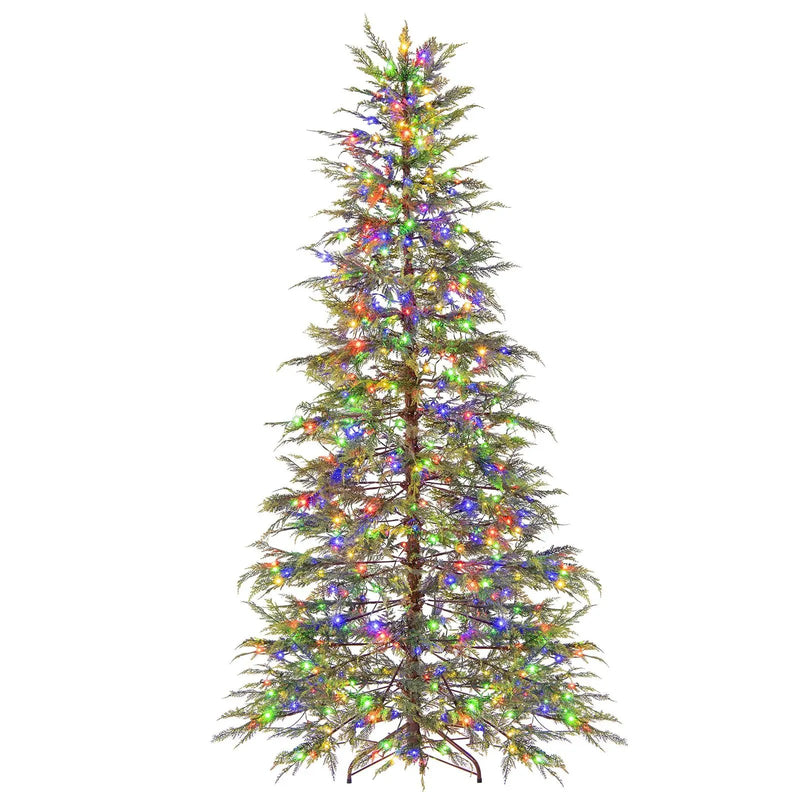 7.5 Feet Artificial Christmas Tree with Branch Tips and Colorful LED Lights by DirectDeals
