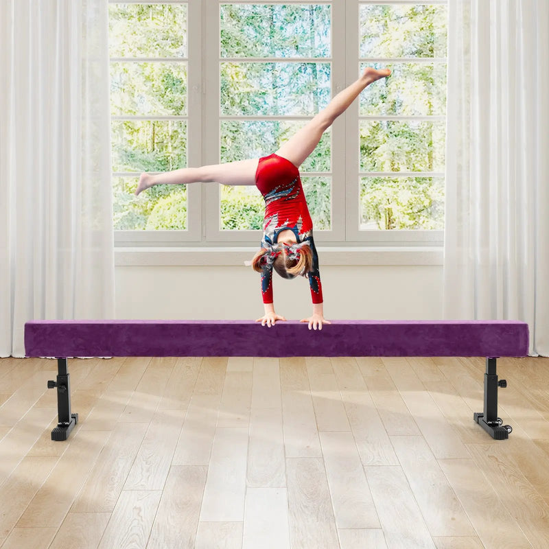 7.5 Feet High and Low Gymnastics Beam with 3 Heights-Purple by DirectDeals