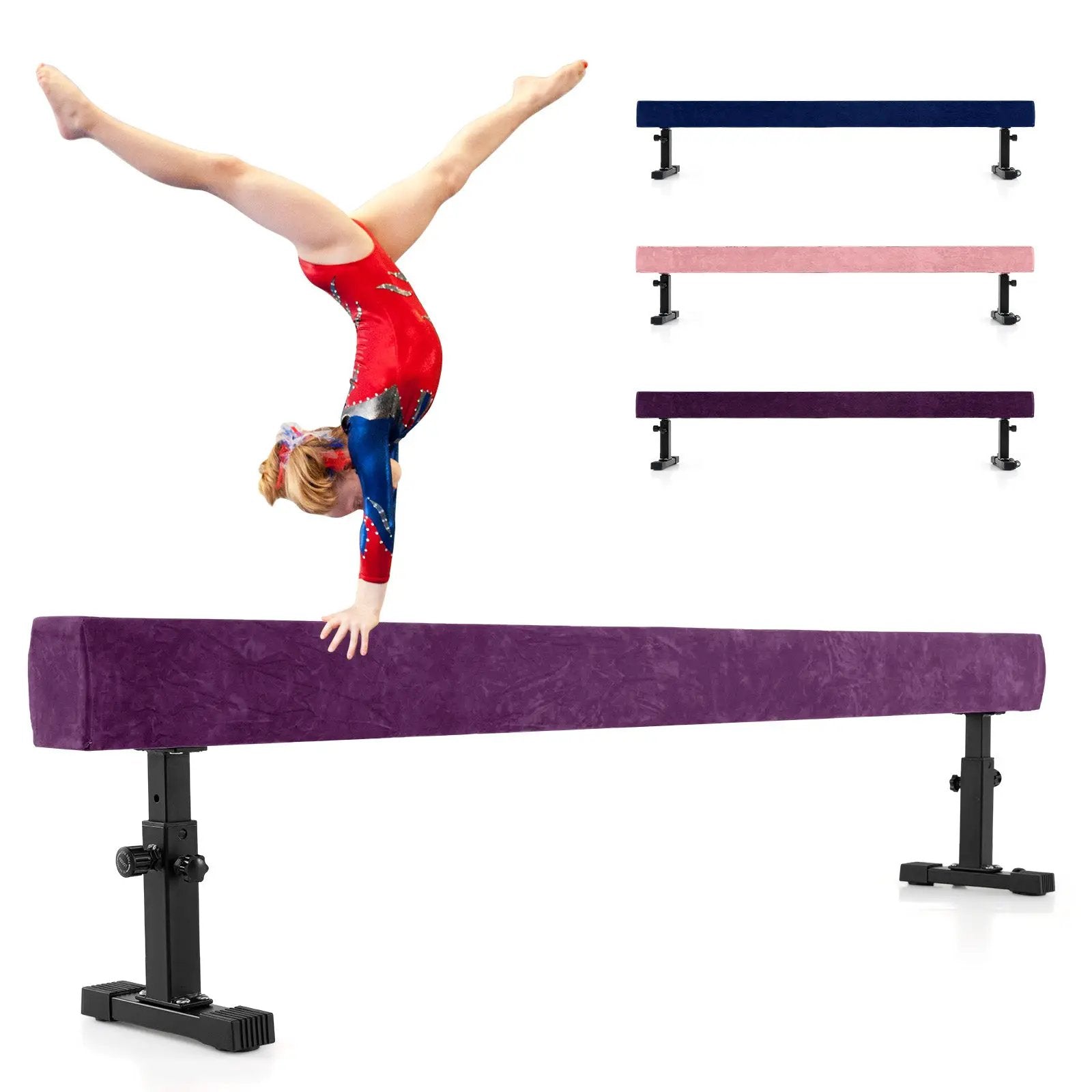 7.5 Feet High and Low Gymnastics Beam with 3 Heights-Purple by DirectDeals
