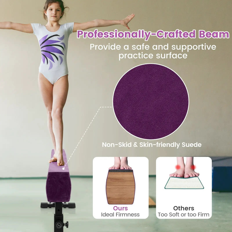 7.5 Feet High and Low Gymnastics Beam with 3 Heights-Purple by DirectDeals