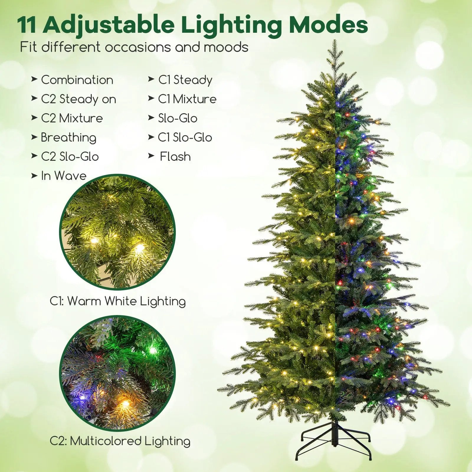 7.5 Feet Pre-Lit Artificial Christmas Tree with Warm White LED Lights by DirectDeals