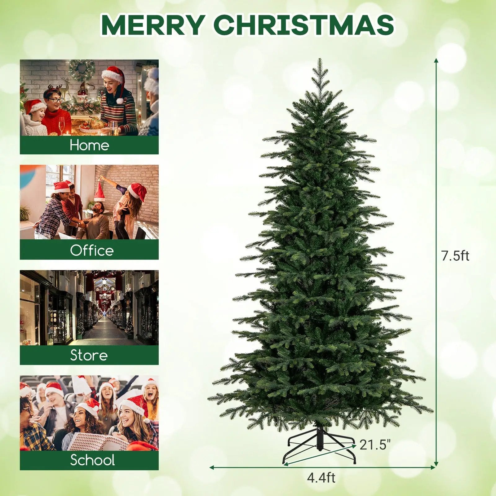 7.5 Feet Pre-Lit Artificial Christmas Tree with Warm White LED Lights by DirectDeals