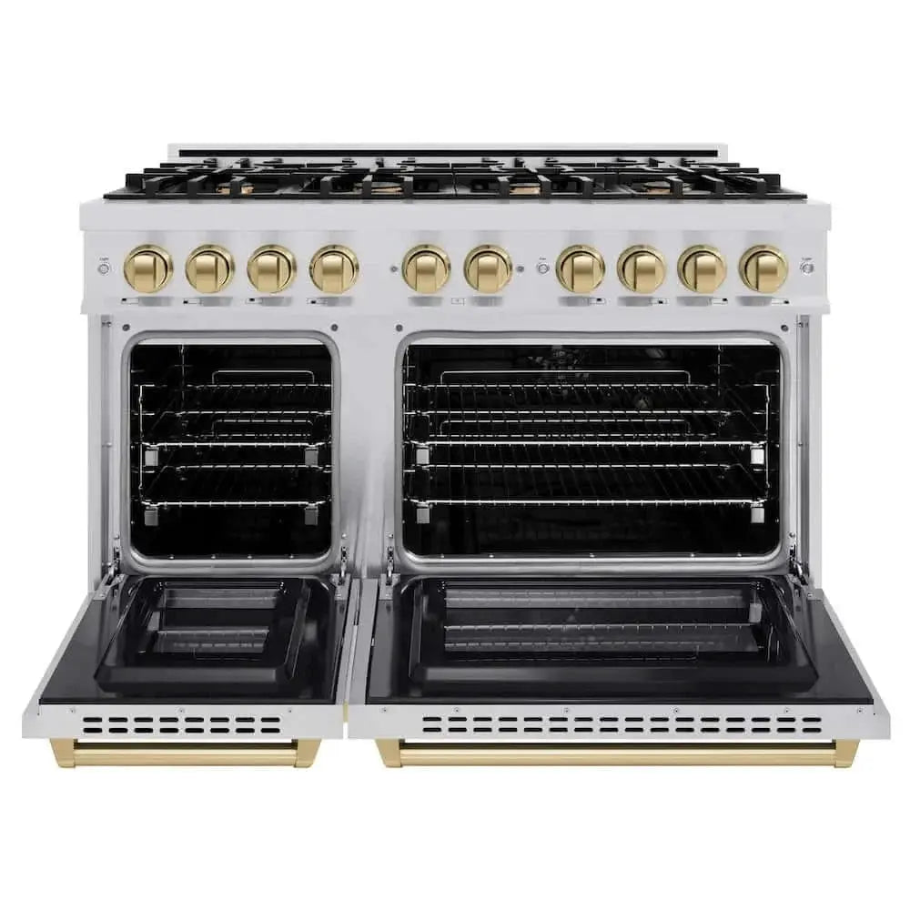 ZLINE 48" Select Dual Fuel Range Gas Cooktop Electric Convection Oven Stainless Steel Champagne Bronze HDRZ-48-CB by Farmhouse Kitchen and Bath