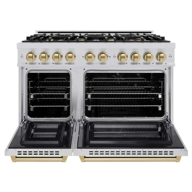 ZLINE 48" Select Dual Fuel Range Gas Cooktop Electric Convection Oven Stainless Steel Champagne Bronze HDRZ-48-CB by Farmhouse Kitchen and Bath