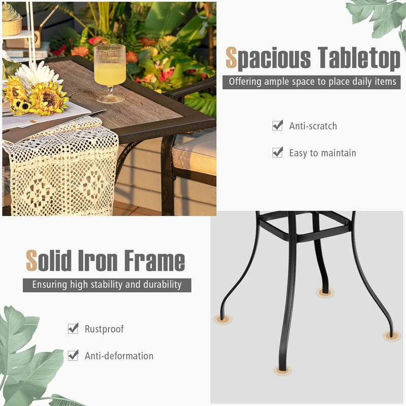 Patio Square Bar Table for Garden Backyard by DirectDeals