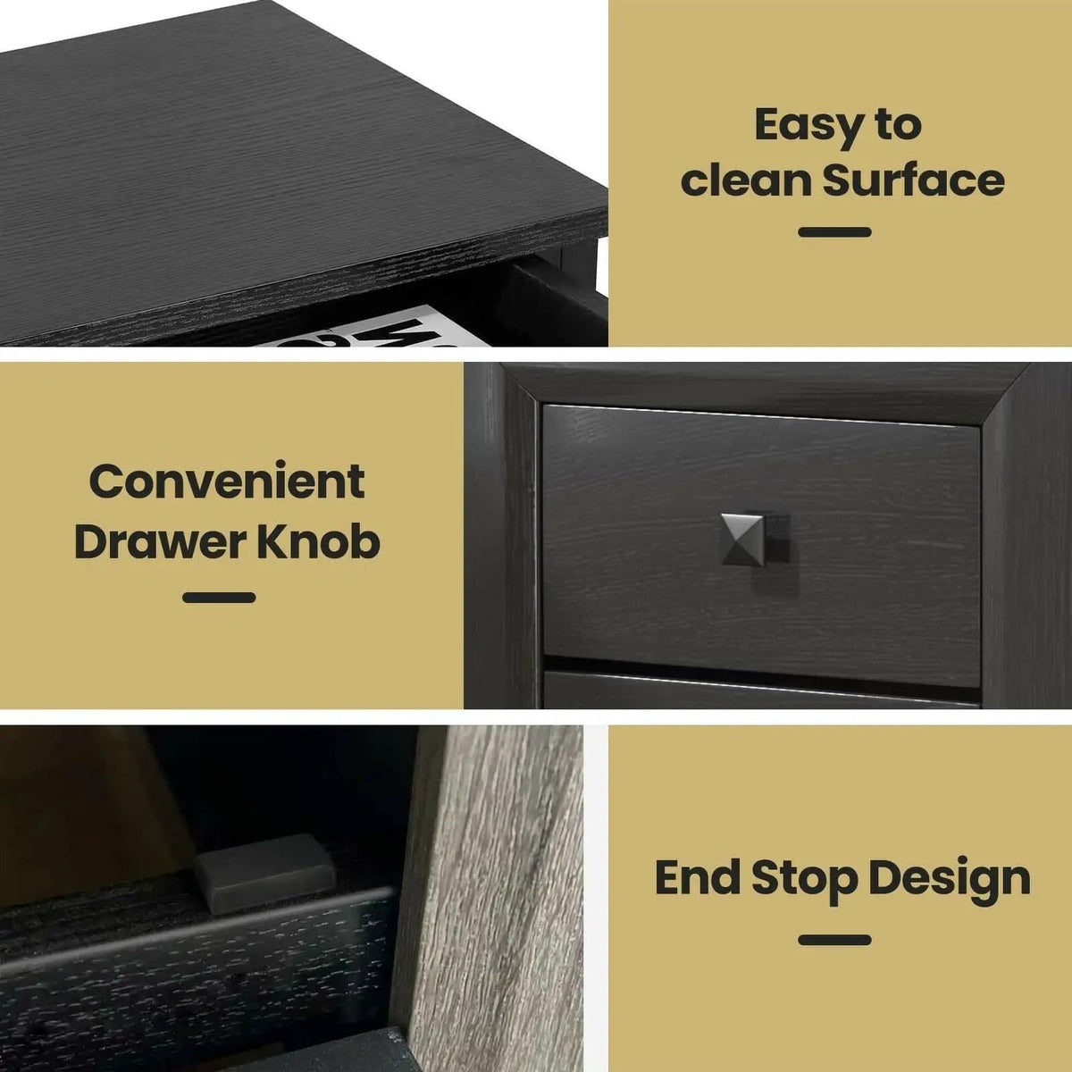 2PCS Nightstand W/2 Drawer Multipurpose by DirectDeals
