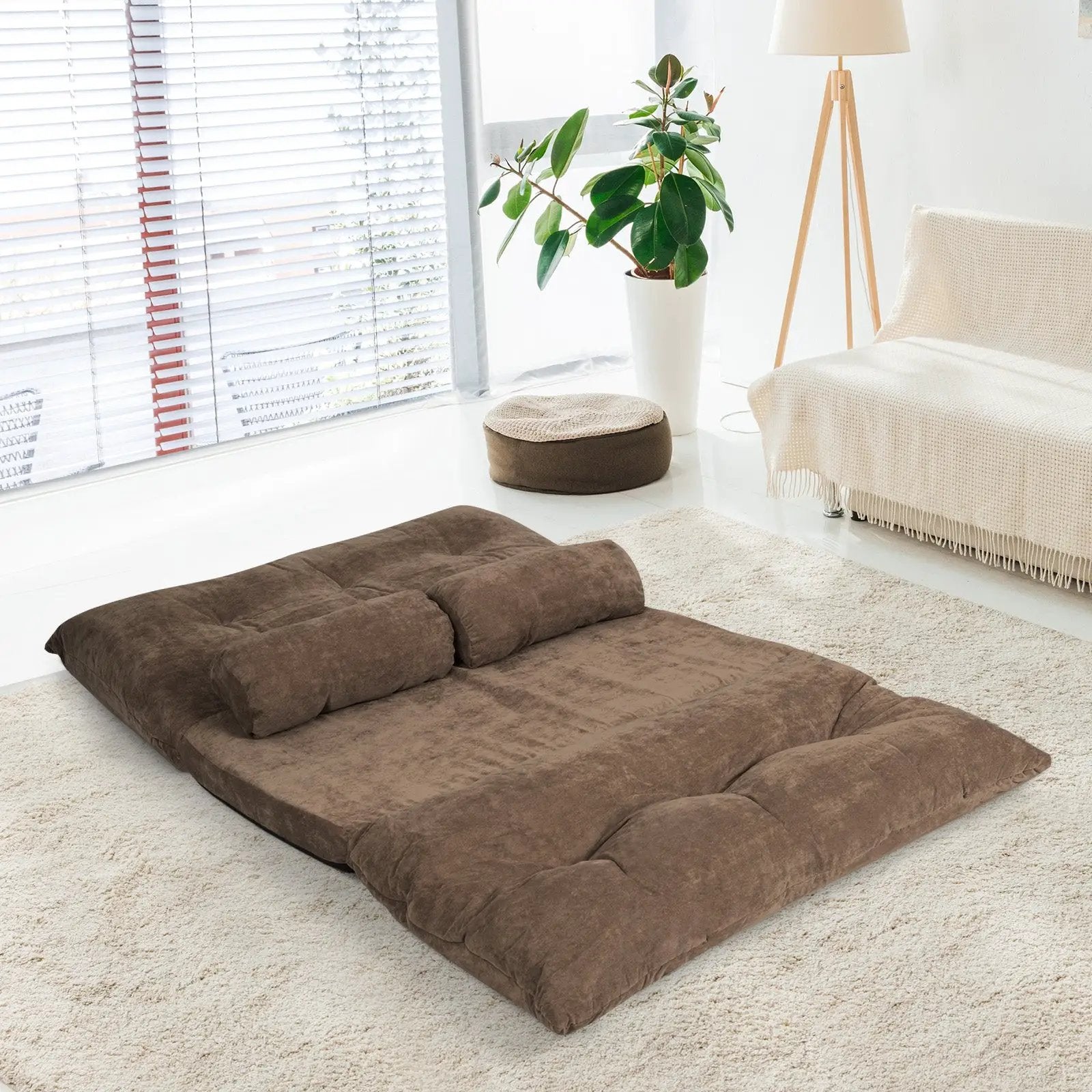 6-Position Adjustable Sleeper Lounge Couch with 2 Pillows by DirectDeals
