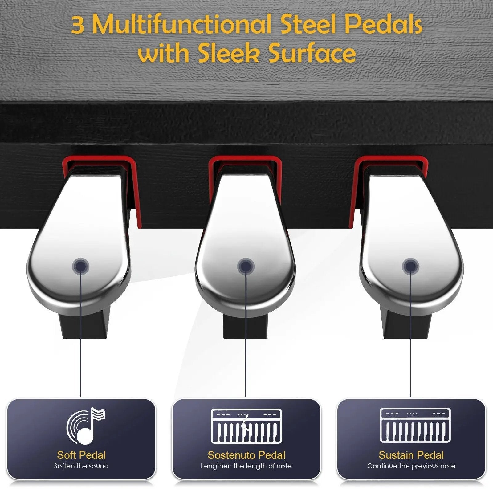 88 Key Full Size Electric Piano Keyboard with Stand 3 Pedals MIDI Function by DirectDeals