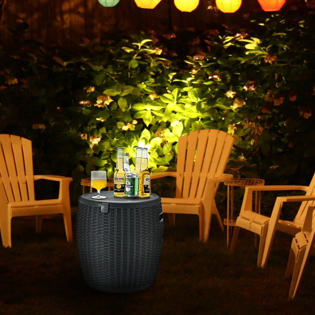 9.5 Gallon 4-in-1 Patio Rattan Cool Bar Cocktail Table Side Table by DirectDeals