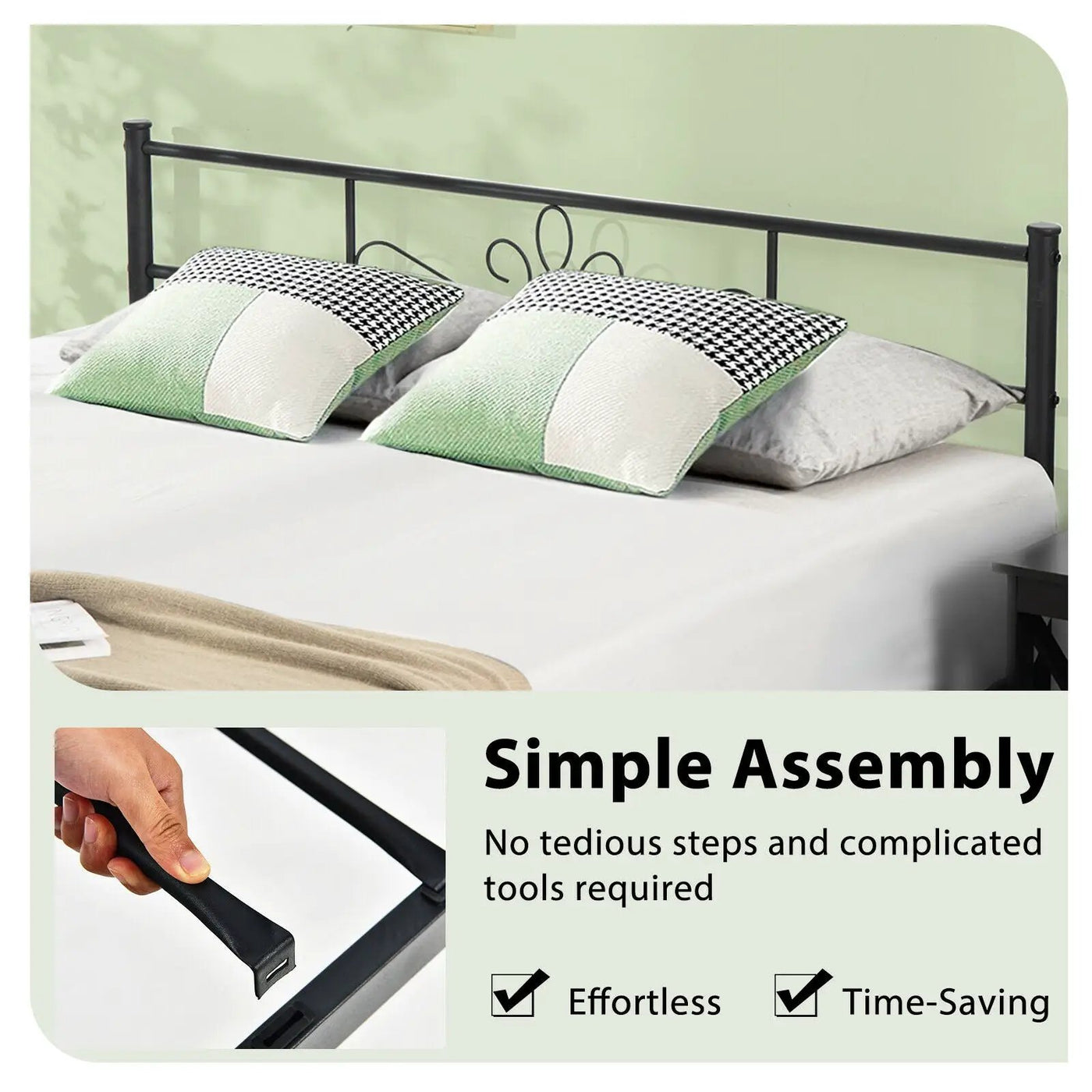 Twin/Full/Queen Size Metal Bed Frame with Headboard and Footboard by DirectDeals