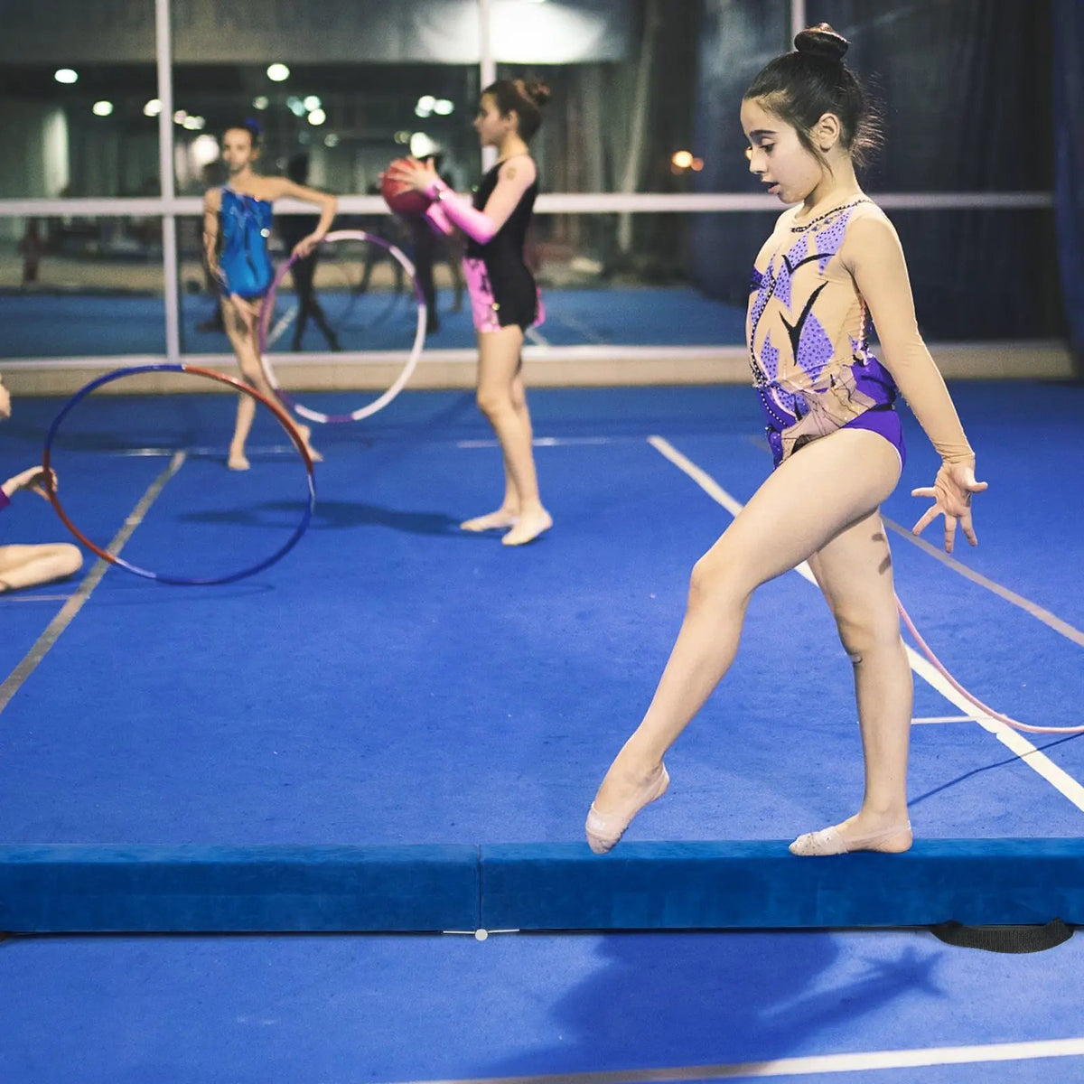 7 Feet Folding Portable Floor Balance Beam with Handles for Gymnasts by DirectDeals