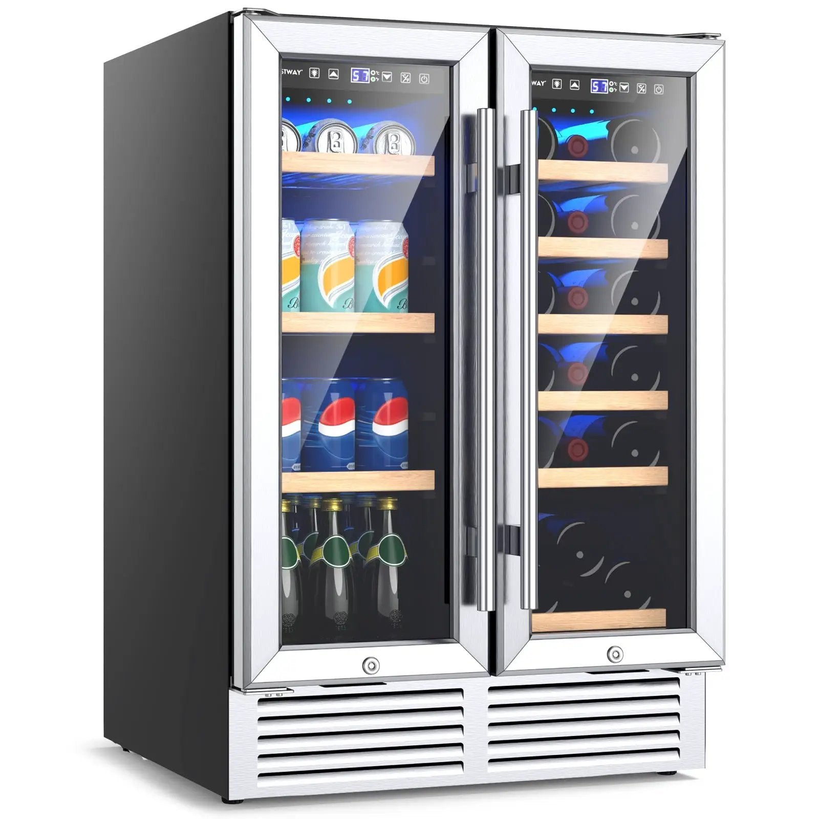 24 Inch Dual Zone Wine and Beverage Cooler-Silver by DirectDeals