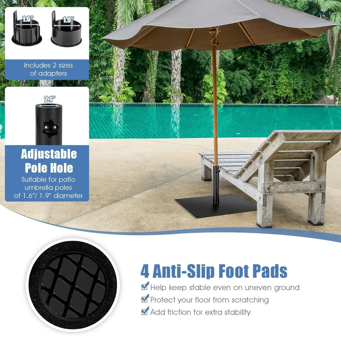 25 Inch Square Patio Umbrella Base 42 LBS Weighted by DirectDeals