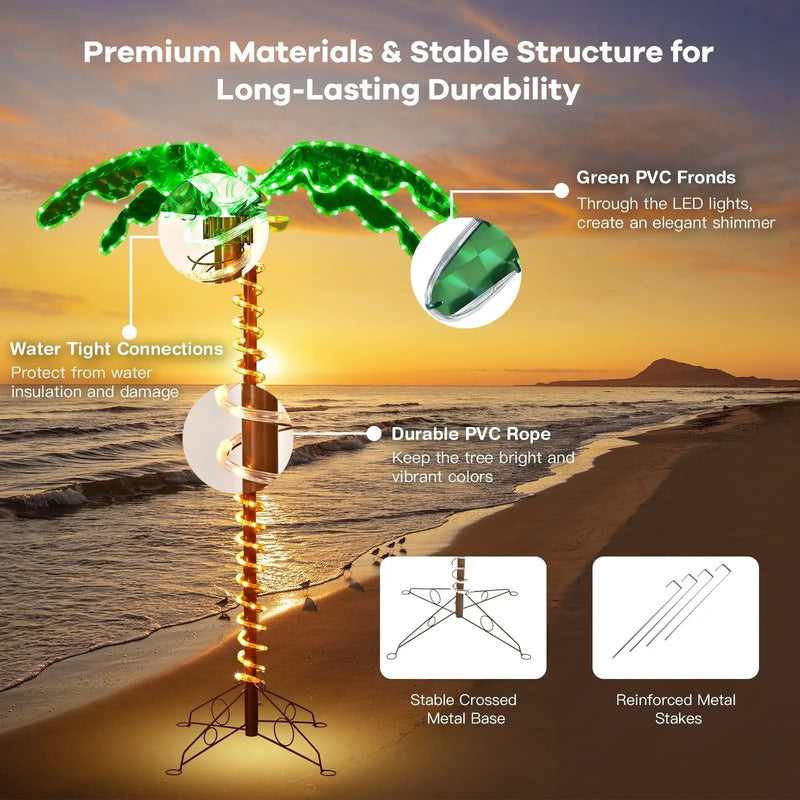 5 Feet LED Pre-lit Palm Tree Decor with Light Rope by DirectDeals