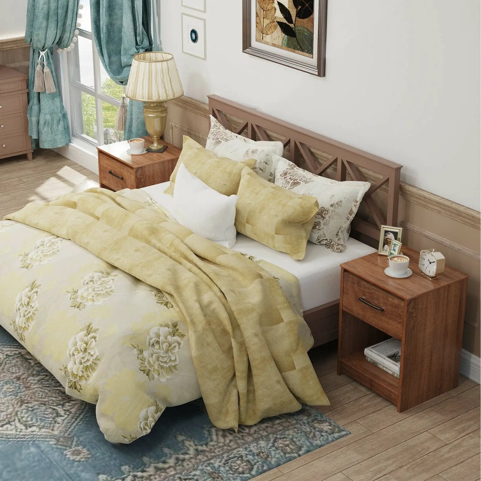 Wooden Nightstand with Drawer and Open Storage Compartment by DirectDeals