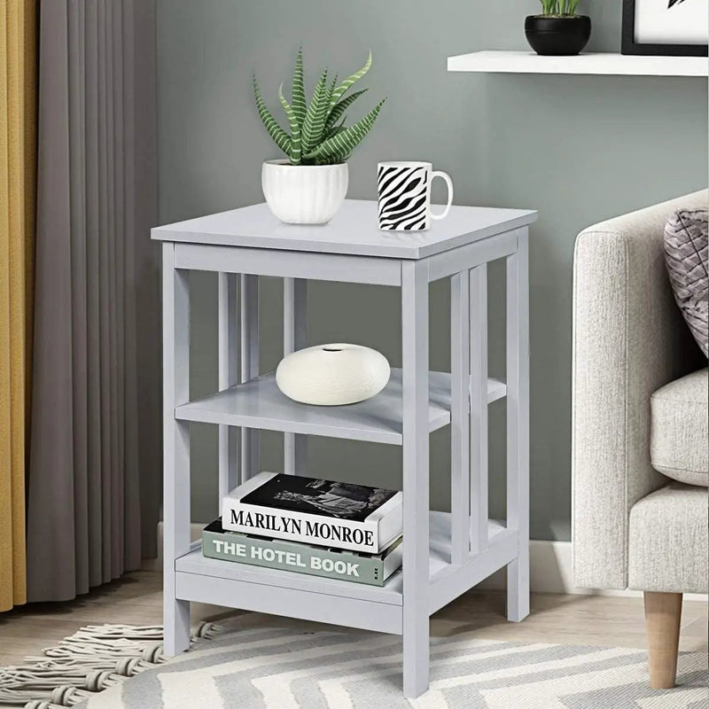 2 Pieces 3-Tier Nightstand with Reinforced Bars and Stable Structure by DirectDeals