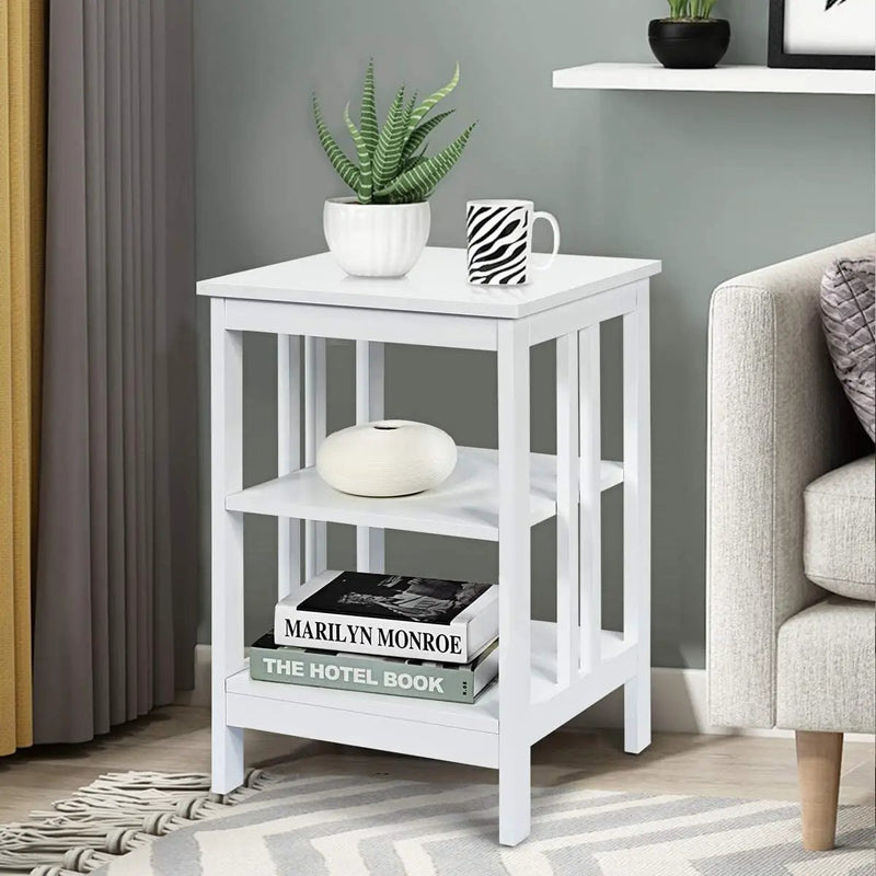 2 Pieces 3-Tier Nightstand with Reinforced Bars and Stable Structure by DirectDeals
