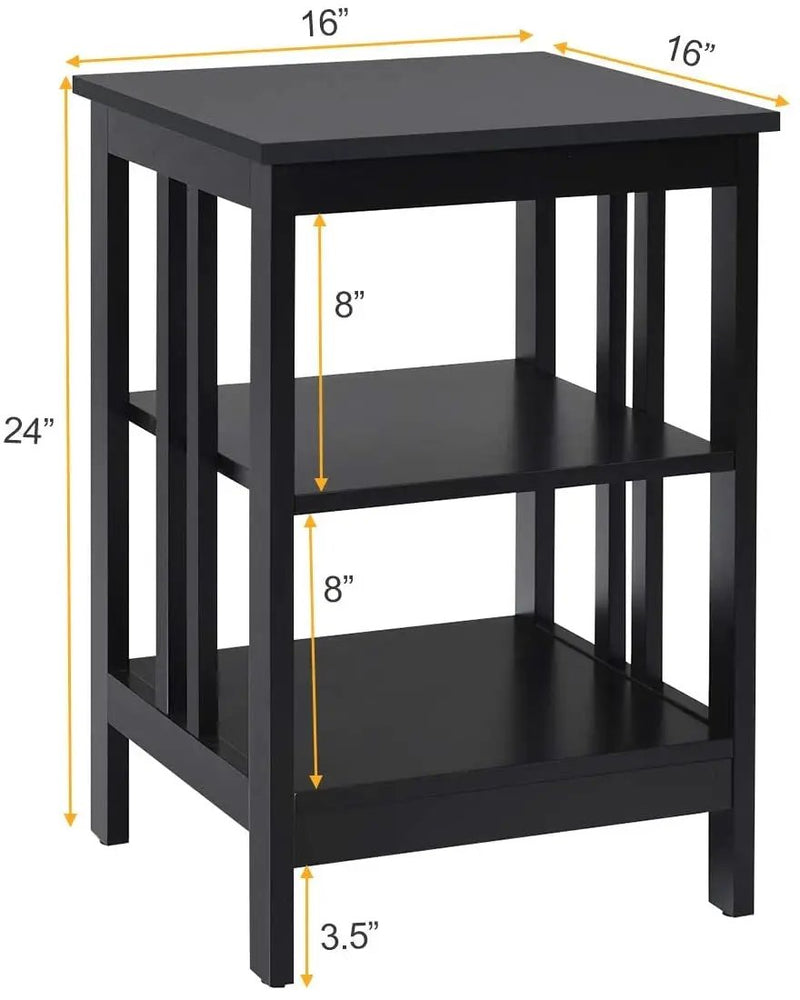 2 Pieces 3-Tier Nightstand with Reinforced Bars and Stable Structure by DirectDeals