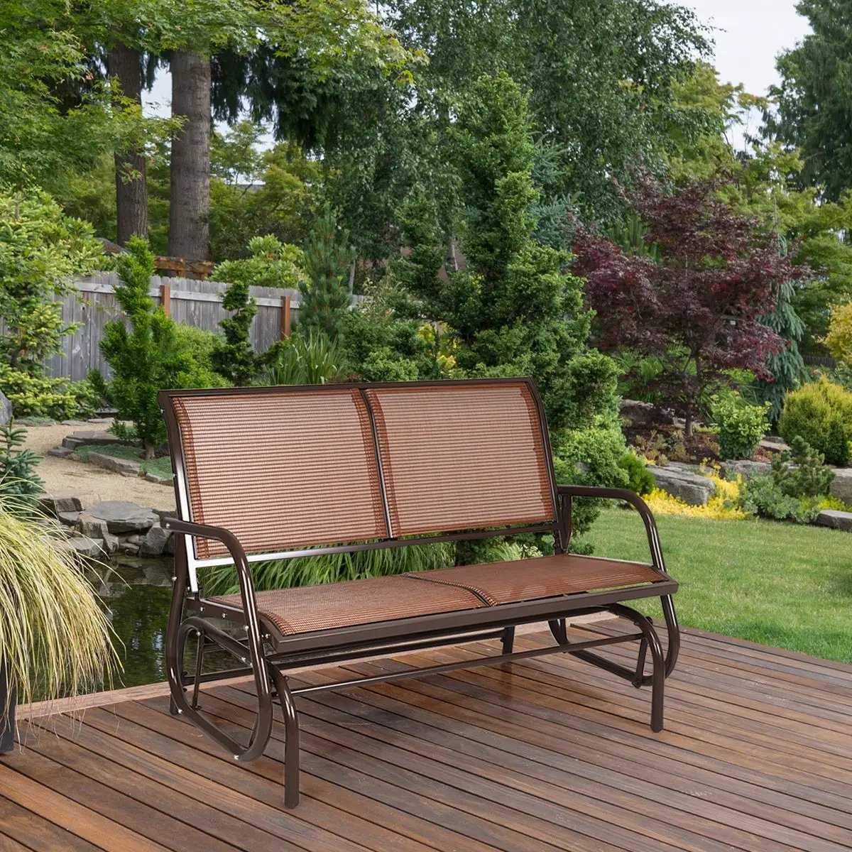 Swing Glider Chair 48 Inch Loveseat Rocker Lounge Backyard by DirectDeals